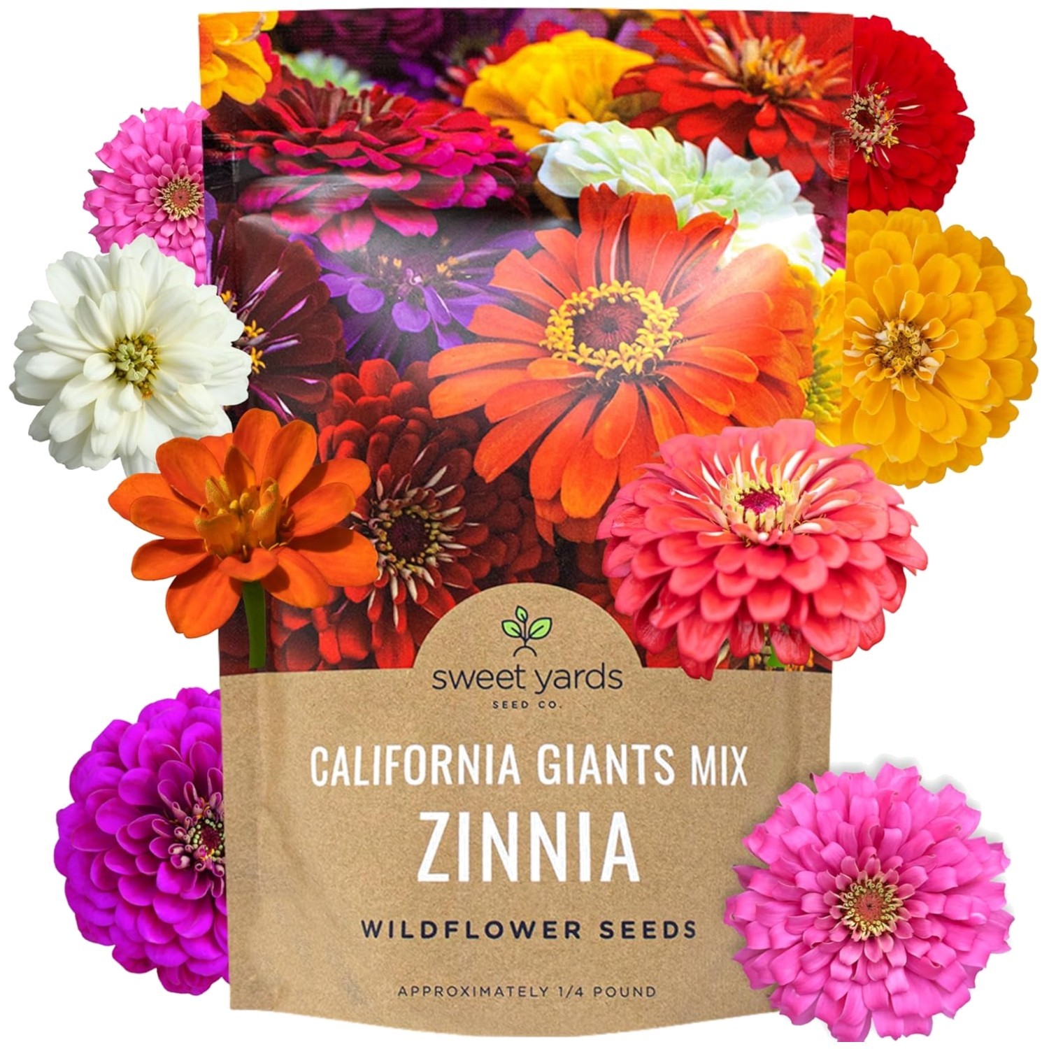 Zinnia California Giants – 1lb Bag – 48k+ Seeds