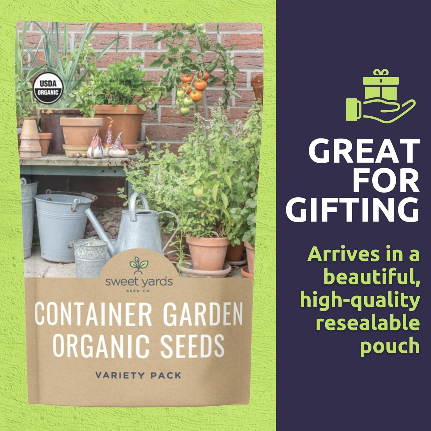 Organic Container Garden Seeds Variety Pack – 10 Individual Packs – 2026 Season