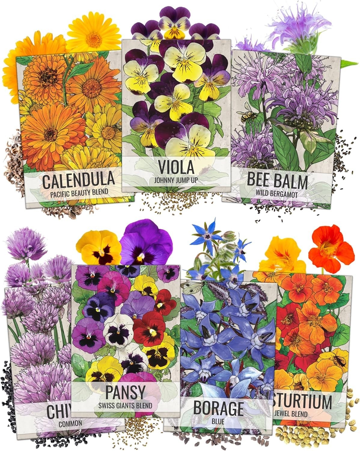 Seed Needs Edible Flower Seed Packet Collection- 7 Individual Seed Packets