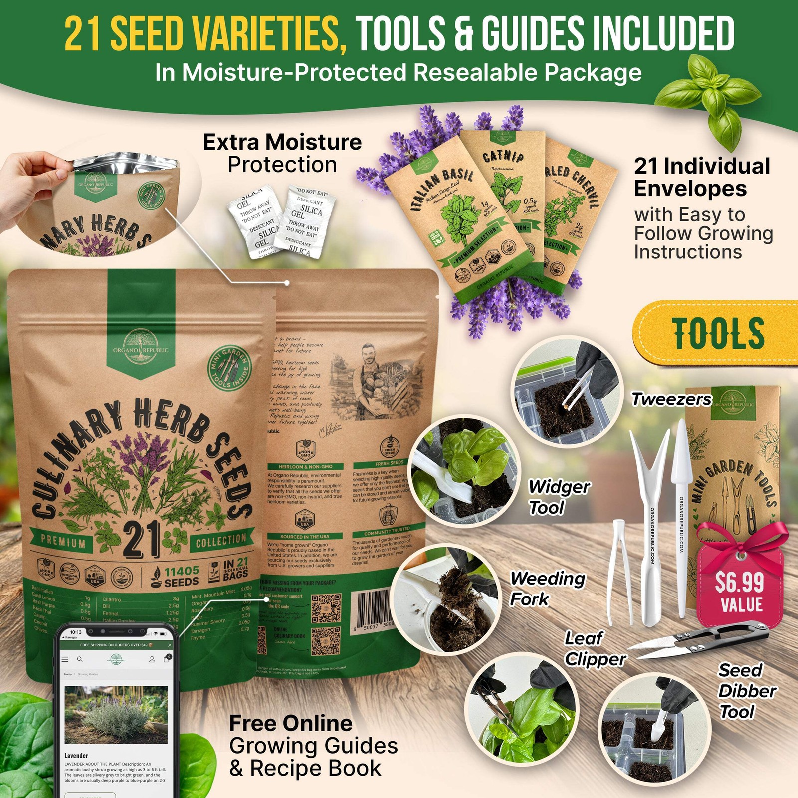21 Culinary Herb Seeds Variety Pack