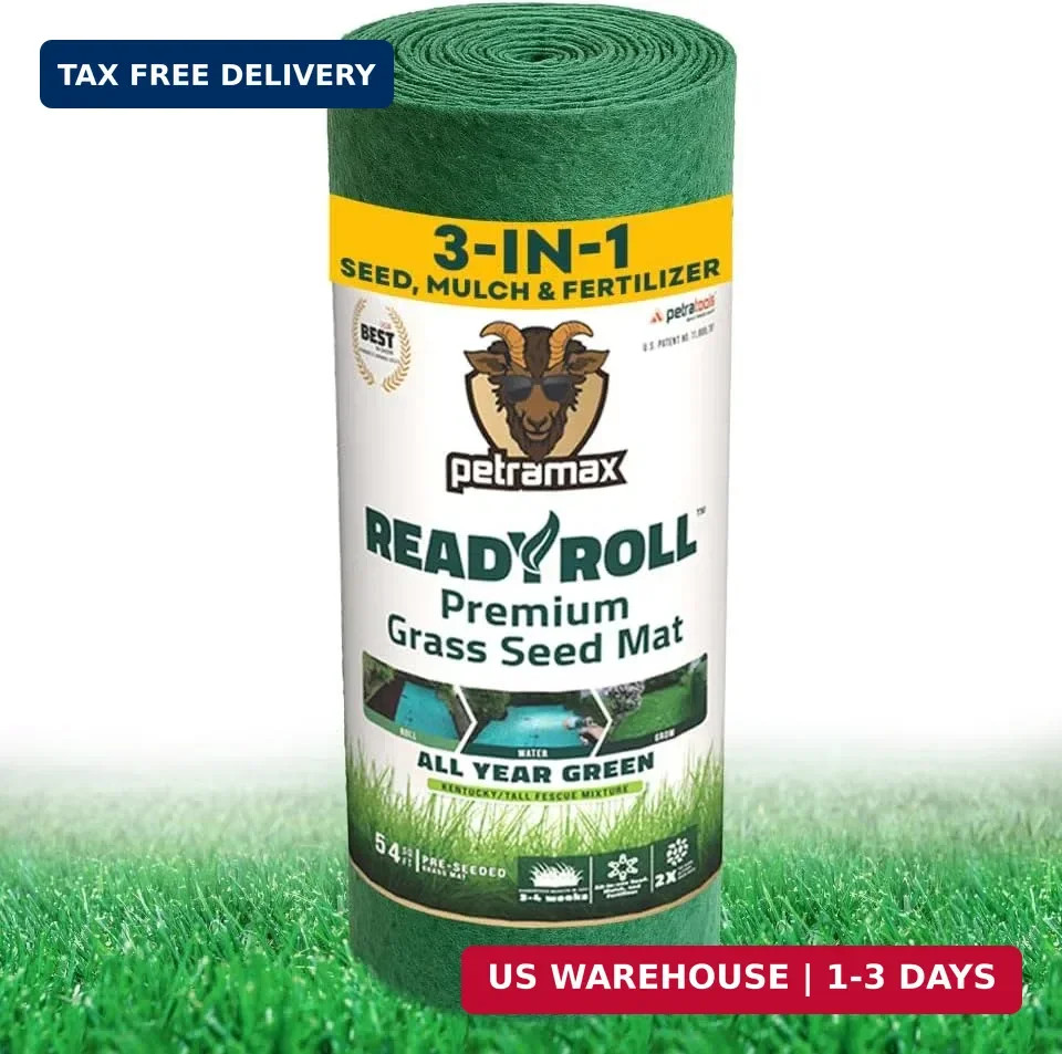 Petramax ReadyRoll Biodegradable Grass Seed Mat for Lawn (54 ft.) – All Year Gre