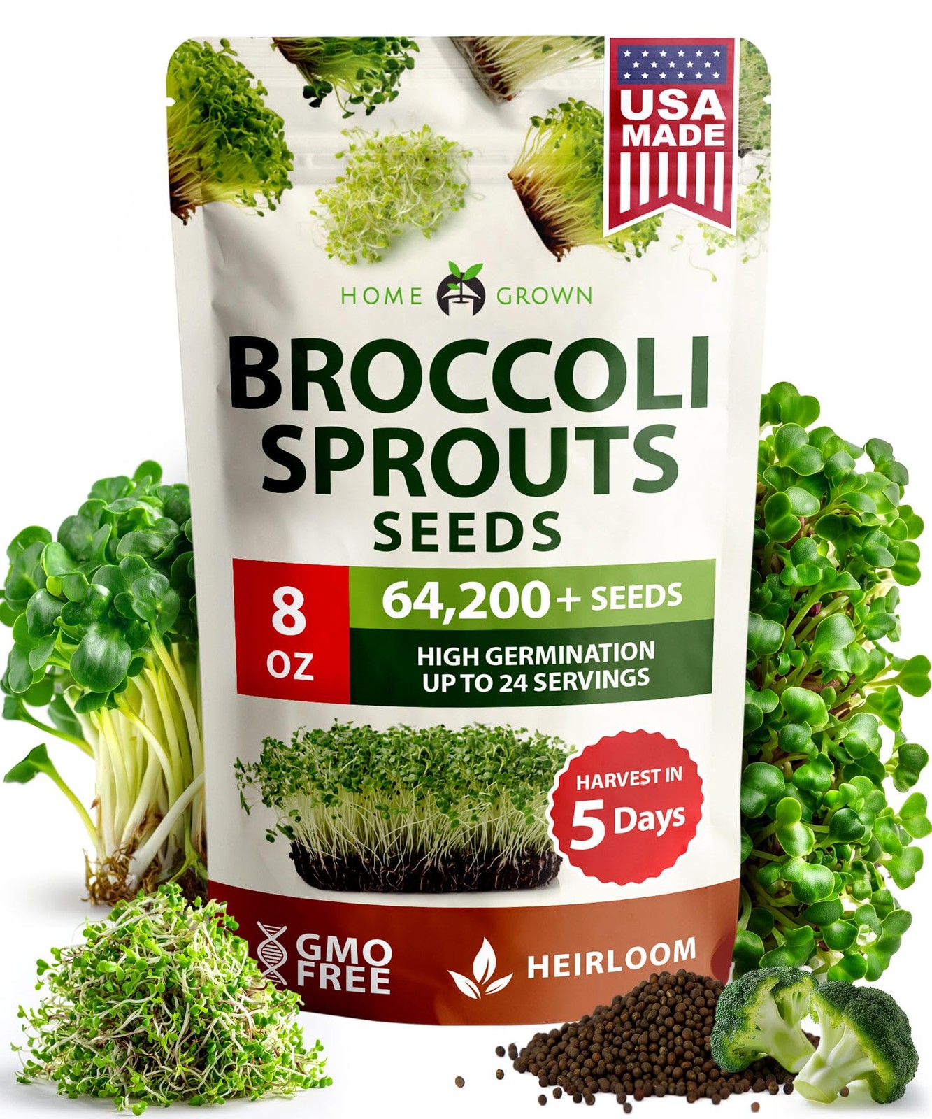 Broccoli Seeds 8 oz Bulk Heirloom NonGMO, High Germination, Sulforaphane Rich…