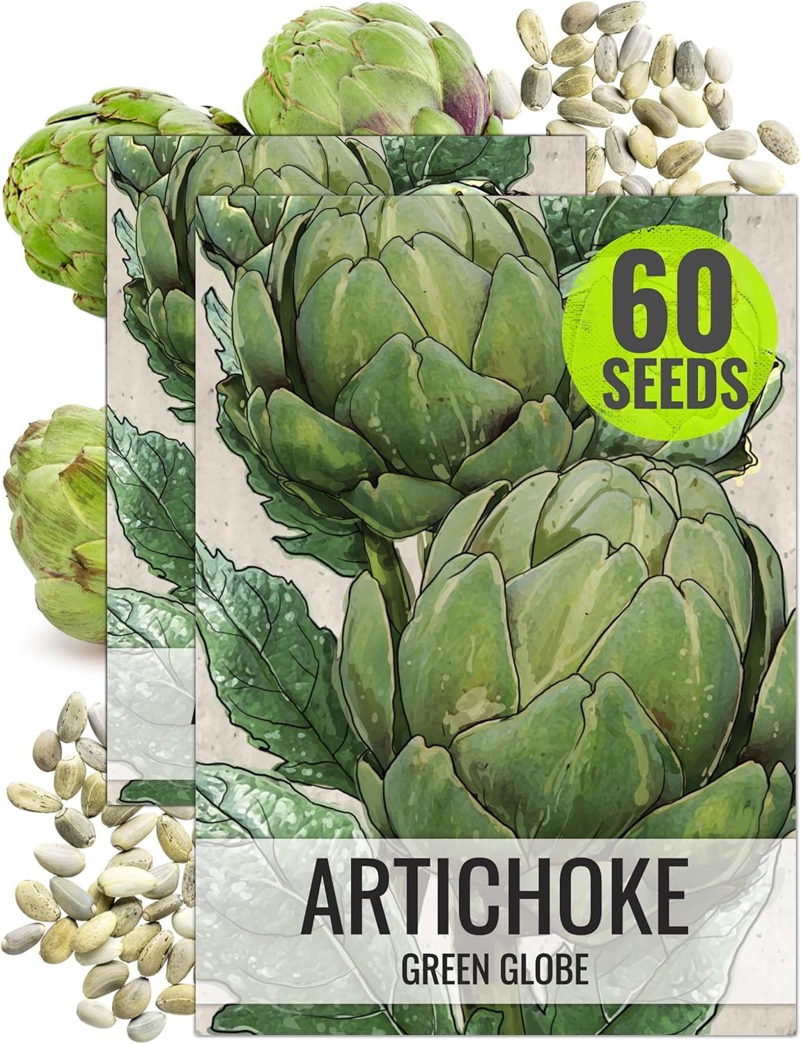 Green Globe Artichoke Seeds – Easy to Grow, Non-GMO, 2 Packs for Grown Gardeners