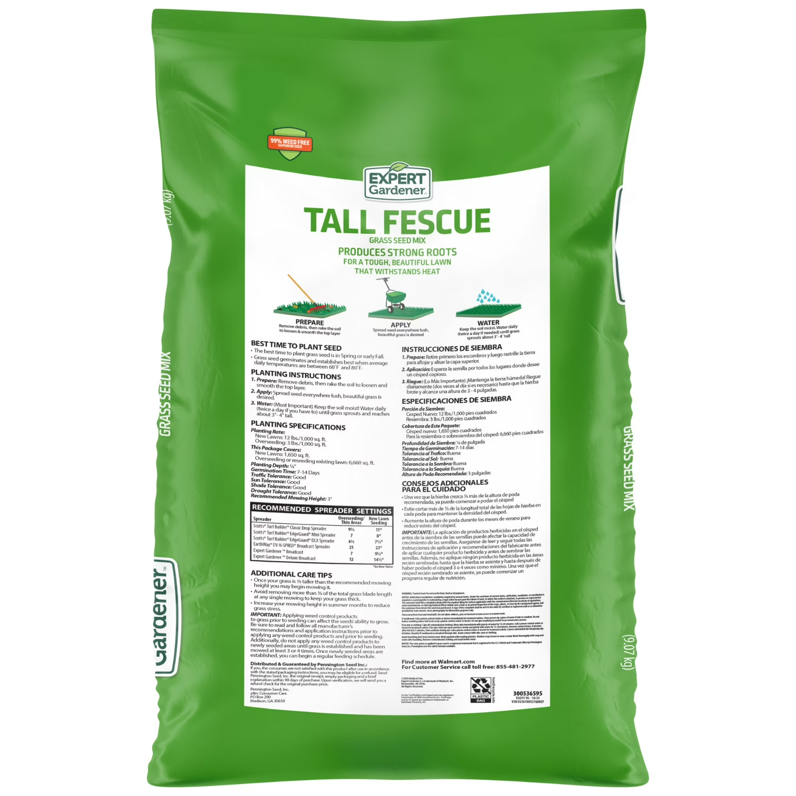 Expert Gardener Tall Fescue Grass Seed Mix, for Sun to Partial Shade, 20 lb.