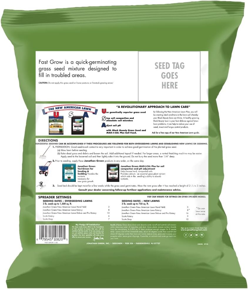 Jonathan Green (#10810) Fast Grow Grass Seed Mixture, 25lb bag