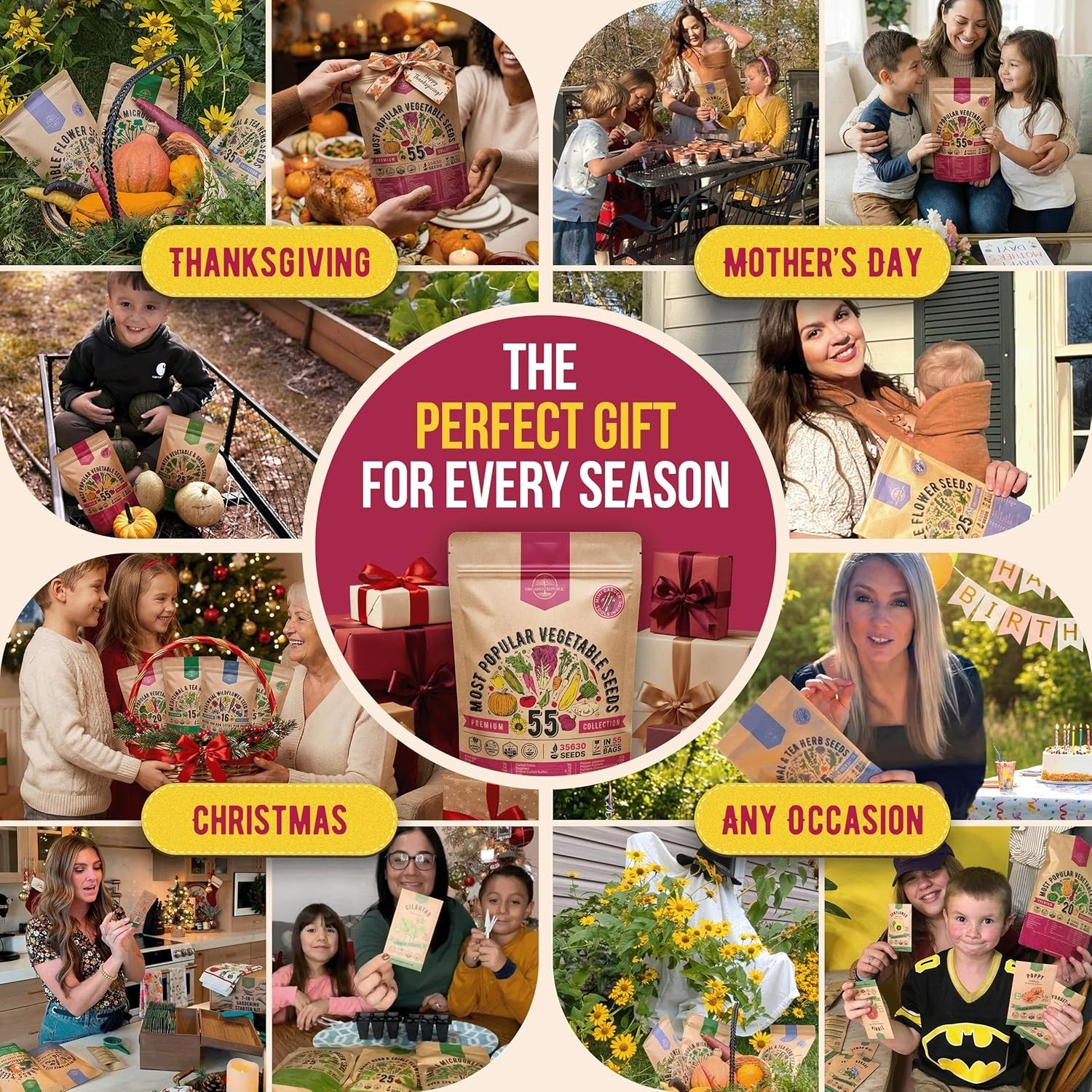 55 Vegetable Seeds Variety Pack – 35,600+ Non-GMO Heirloom Seeds for Planting Ve