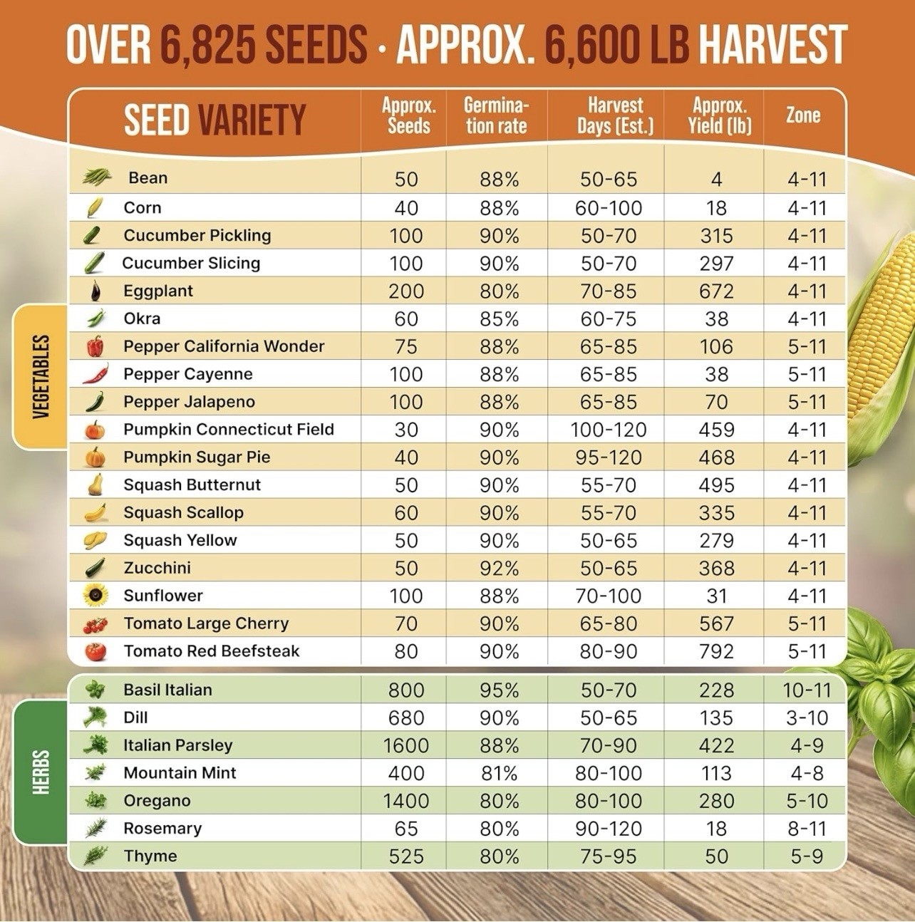 ORGANO REPUBLIC SUMMER VEGETABLE & HERB SEEDS-PREMIUM 25 COLLECTION-MINI TOOLS