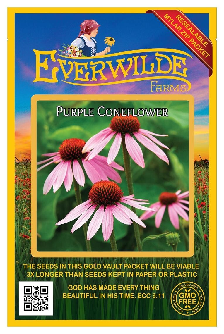 1000 Purple Coneflower Wildflower Seeds – Everwilde Farms Mylar Seed Packet