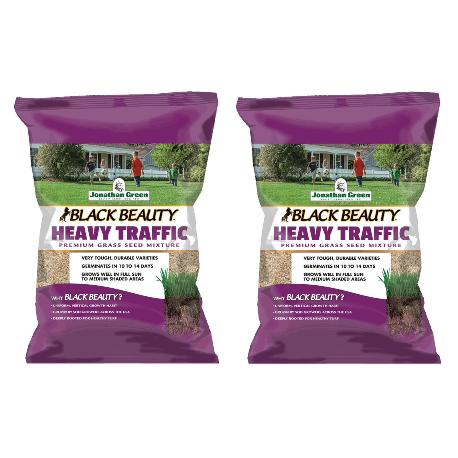Jonathan Green Black Beauty Heavy Traffic Fescue Grass Seed, 7 Lb Bag, 2 Pack
