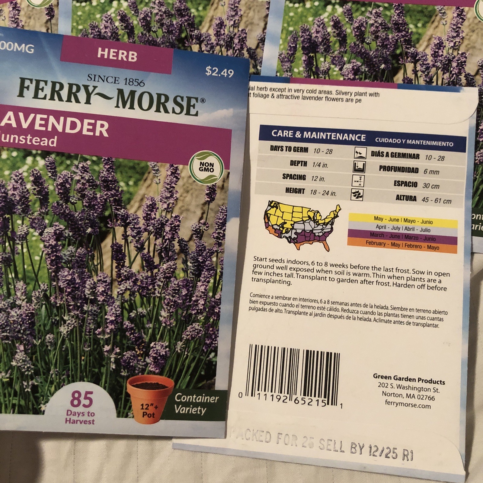5 packs LAVENDER Herb Seeds FERRY-MORSE – Munstead, Container Variety NEW 2025