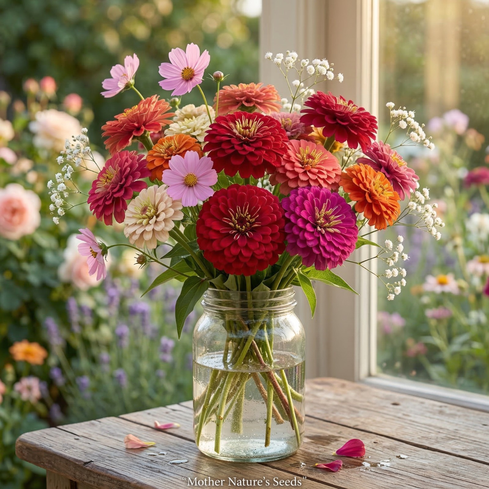 Landscaper’s Pack Zinnia elegans DAHLIA MIX Double Blooms Butterflies 300 Seeds!