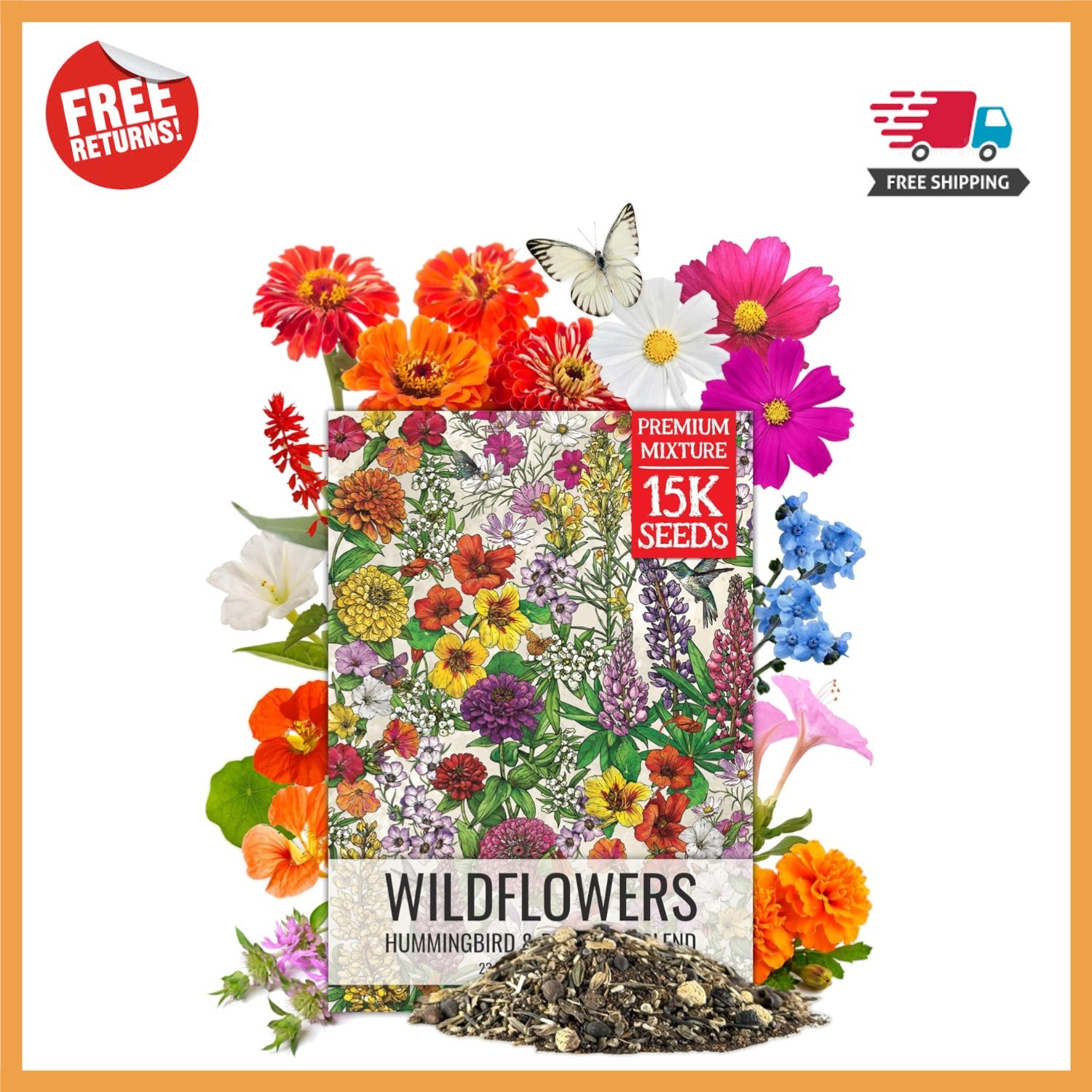 Easy to Grow Flower Seeds Mix – 1 oz, Attracts Pollinators, Colorful Blooms