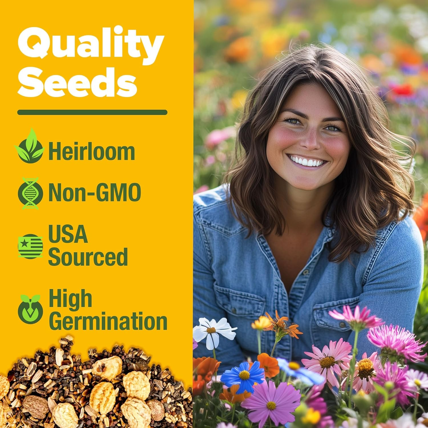 Premium Wildflower Seeds 89,000+ Count – 23 Non-Gmo Native Varieties for Bees, B