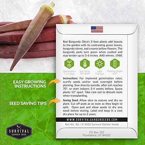 – Red Burgundy Okra Seed for Planting – Packet with Instructions to Plant & 1