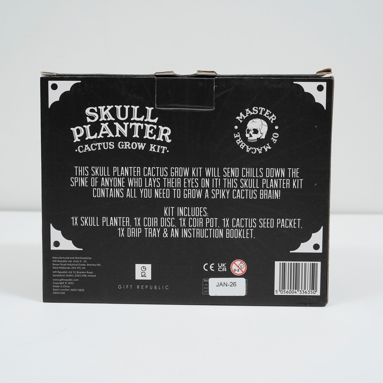 Skull Planter Cactus Grow Kit Macabre Gothic Decor Novelty Gift New in Box
