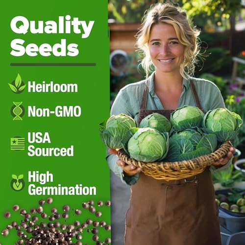 Cabbage Seeds 7 Variety Mix 2000+ Heirloom Non-GMO, High 7-Pack Veg Seed Vault