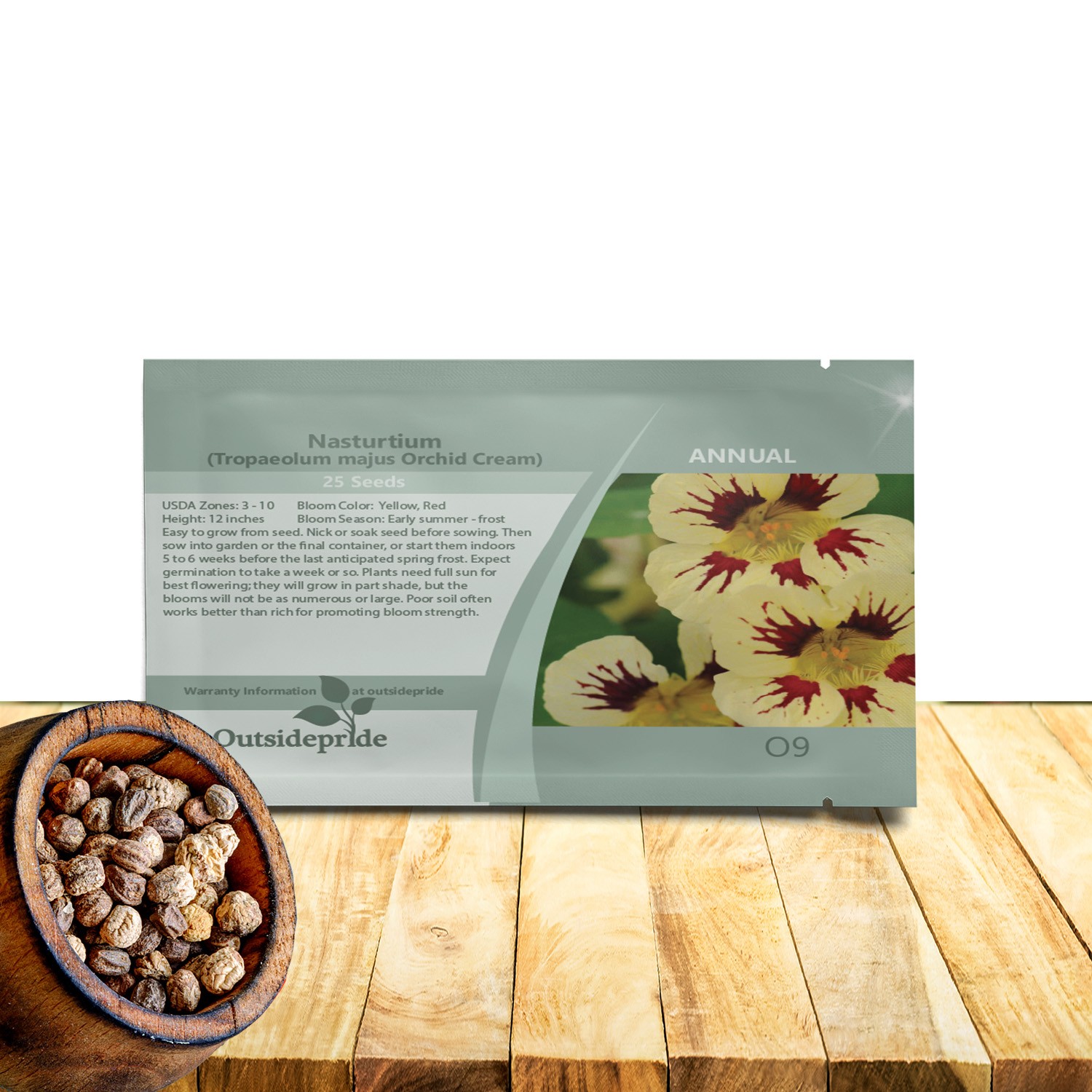 50 Seeds Tropaeolum majus Orchid Cream Nasturtium Vine & Flower Seeds