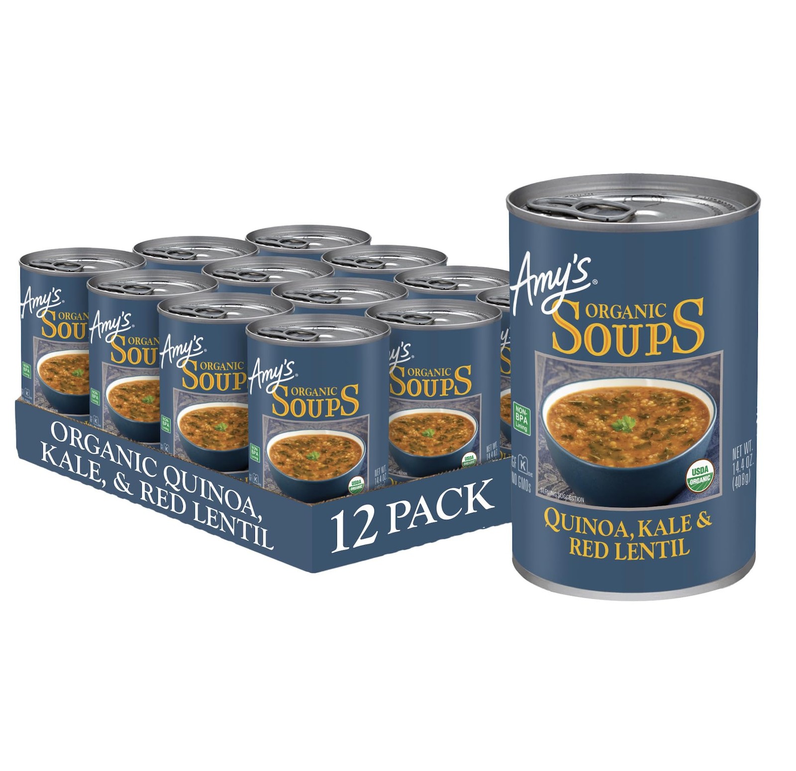 Amy’s Soup, Vegan, Gluten Free, Organic Kale, Quinoa and Red Lentil, 14.4 Oun…