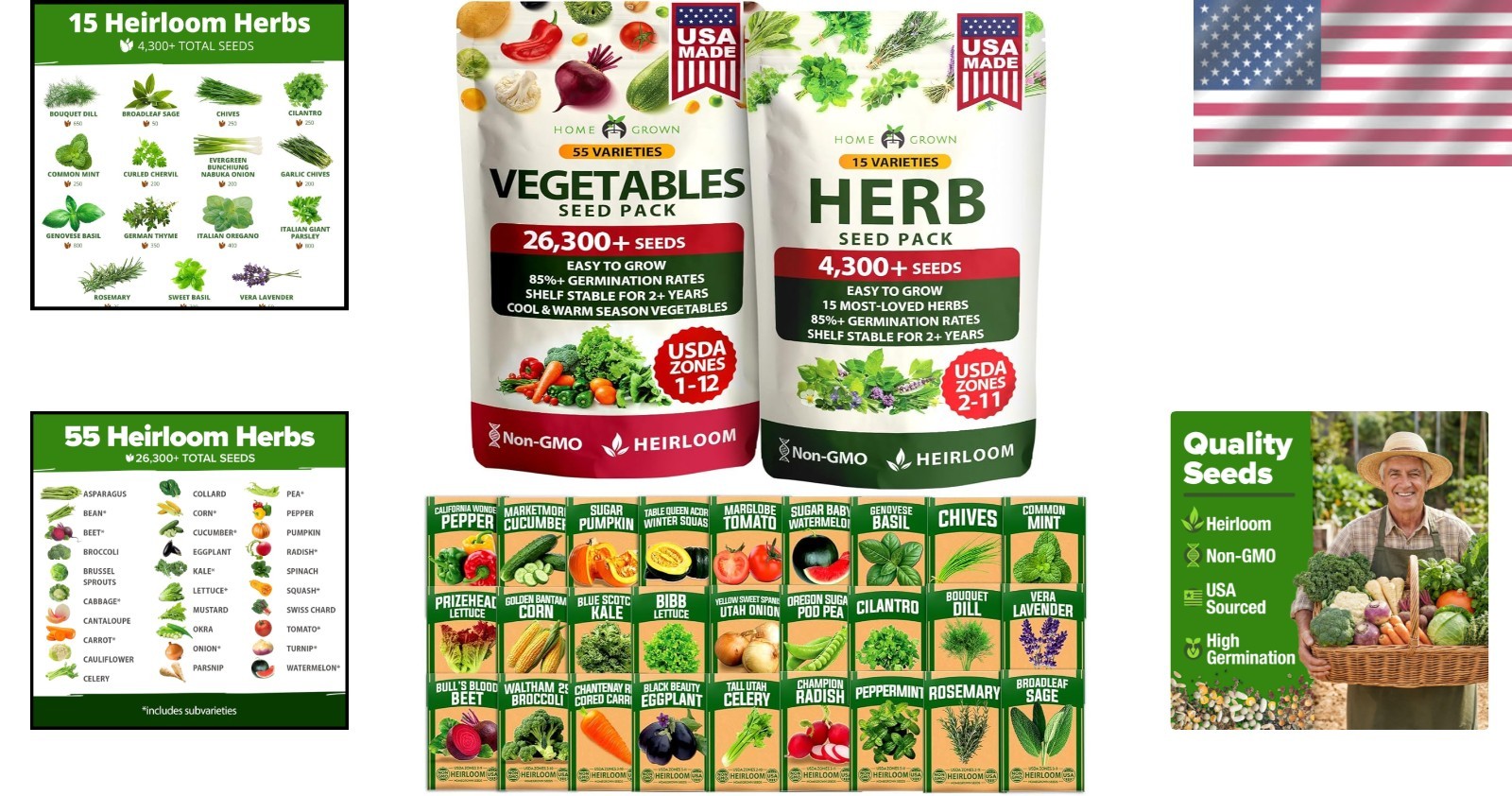 Ultimate 70 Variety Garden Seed Pack – 30,600+ Non-GMO Seeds