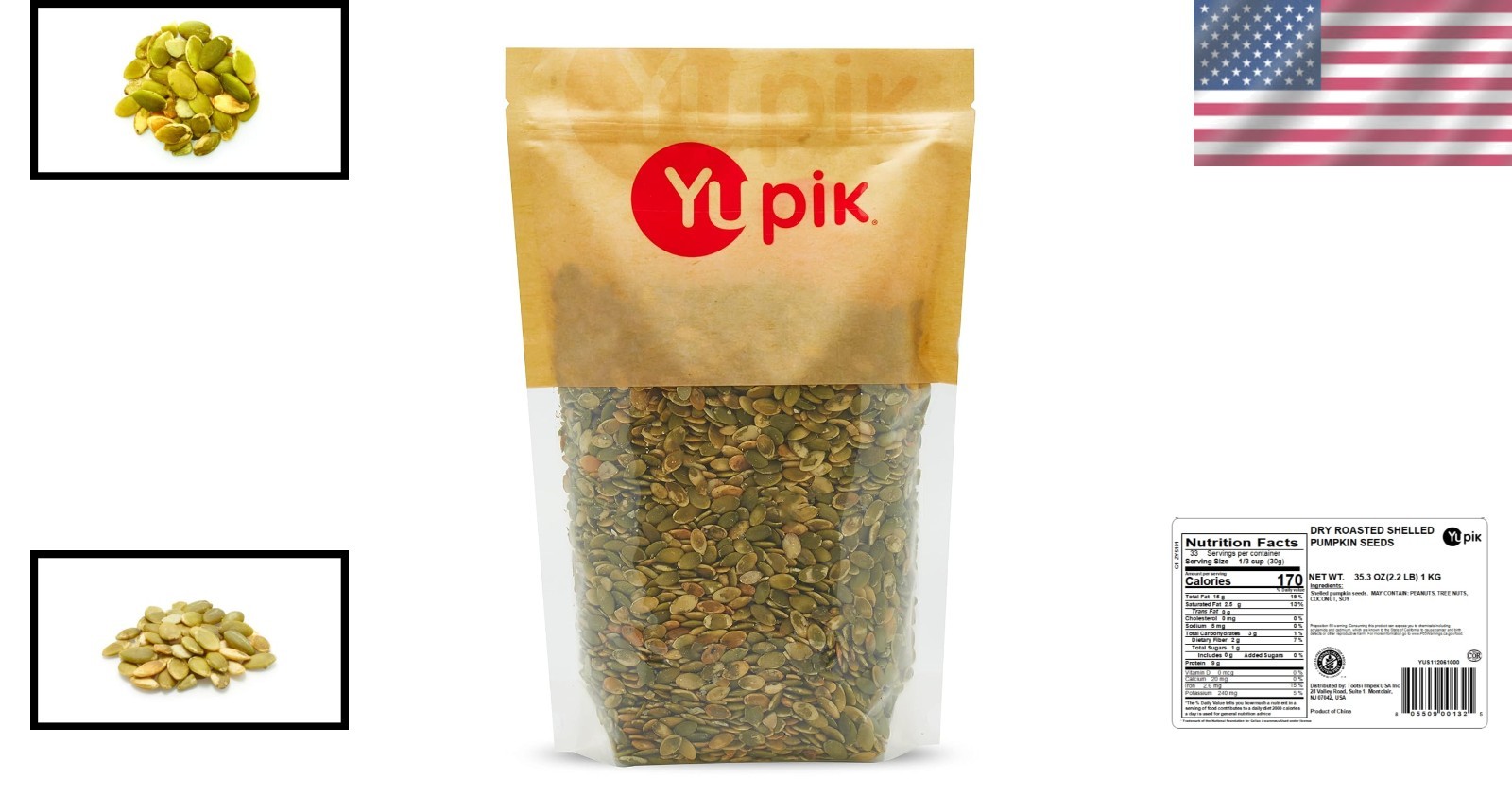 Crunchy Dry Roasted Shelled Pumpkin Seeds, 2.2 lb – Perfect for Baking & Topping