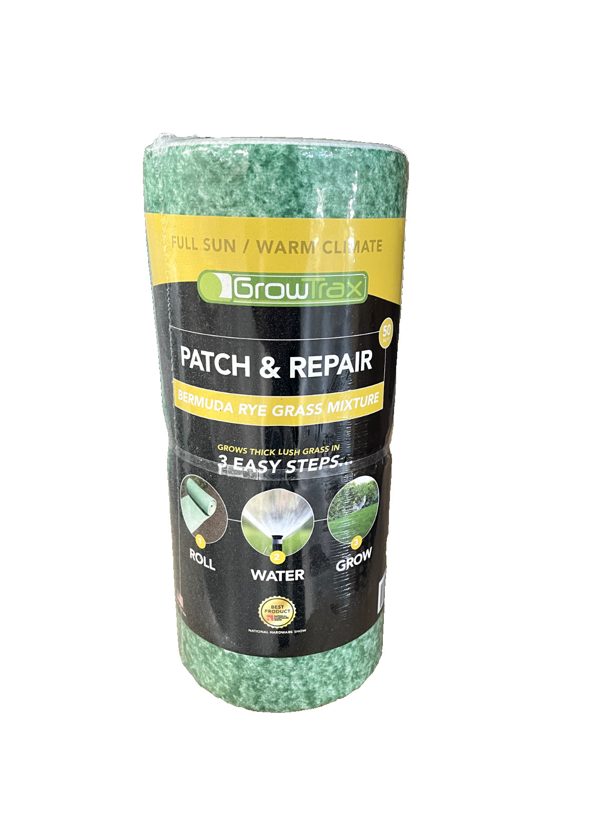 Grotrax Biodegradable Grass Seed Mat, Bermuda Rye – 50 Sq Ft Quick Fix Roll