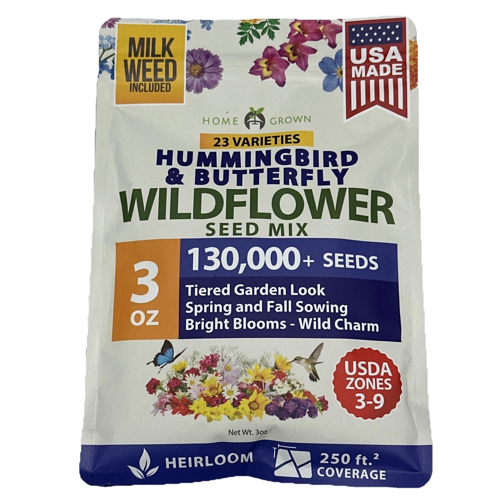 Bulk Non-GMO Wildflower Seeds – 134,000+ Native Seeds for Butterfly Gardens