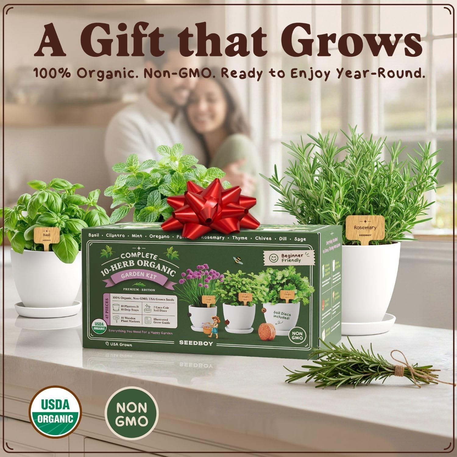 Organic 10 Herb Garden Starter Kit for Planting Indoor or Outdoor, Non-GMO US…
