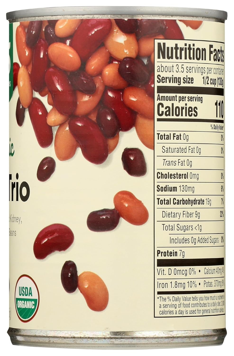 15 Ounce Organic Kidney Pinto Black Beans Low Sodium Whole Beans