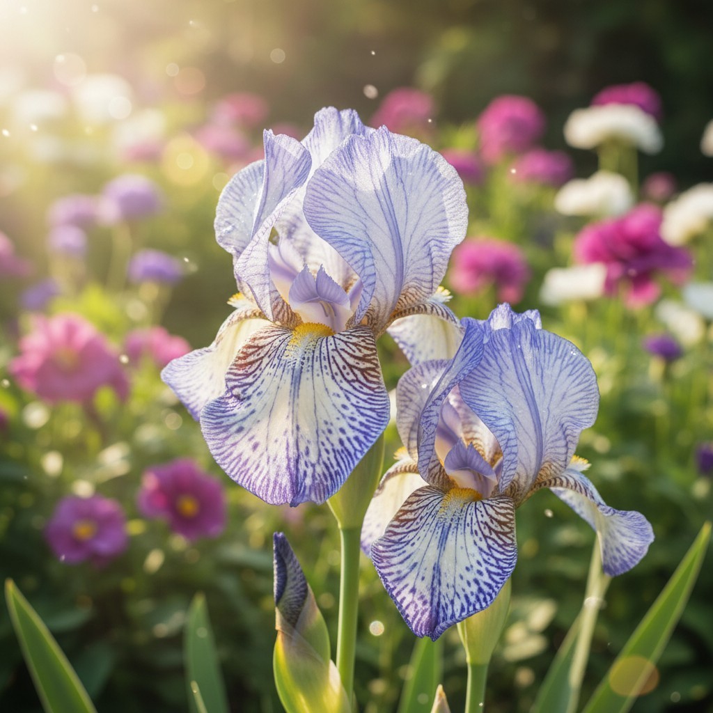 50 Bearded Iris Seeds – Blue and White Speckled Blooms