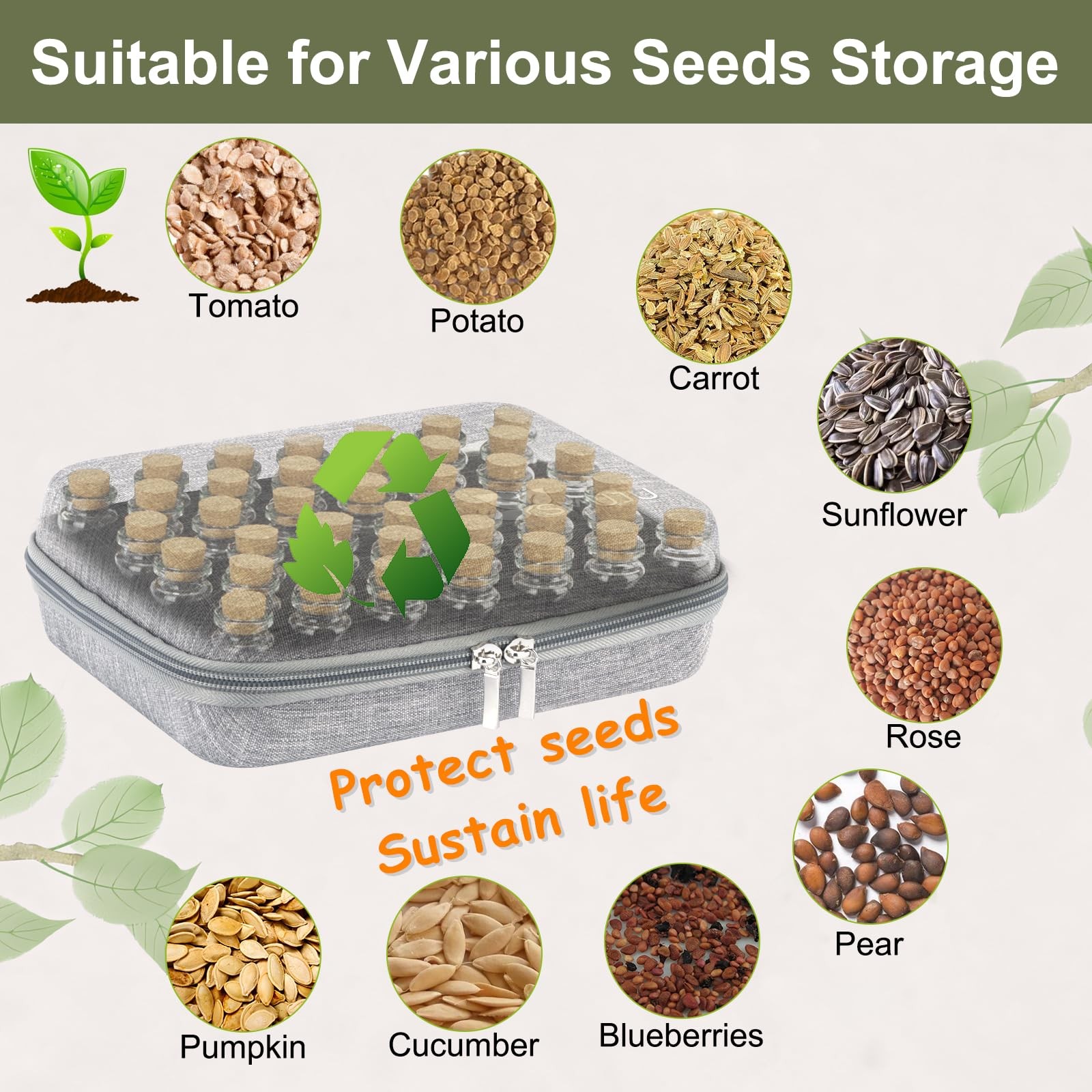 60 Slots Garden Seed Storage Organizer Box for Garden Plants Seed Container
