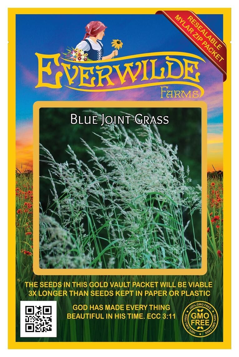 1000 Blue Joint Grass Native Grass Seeds – Everwilde Farms Mylar Seed Packet