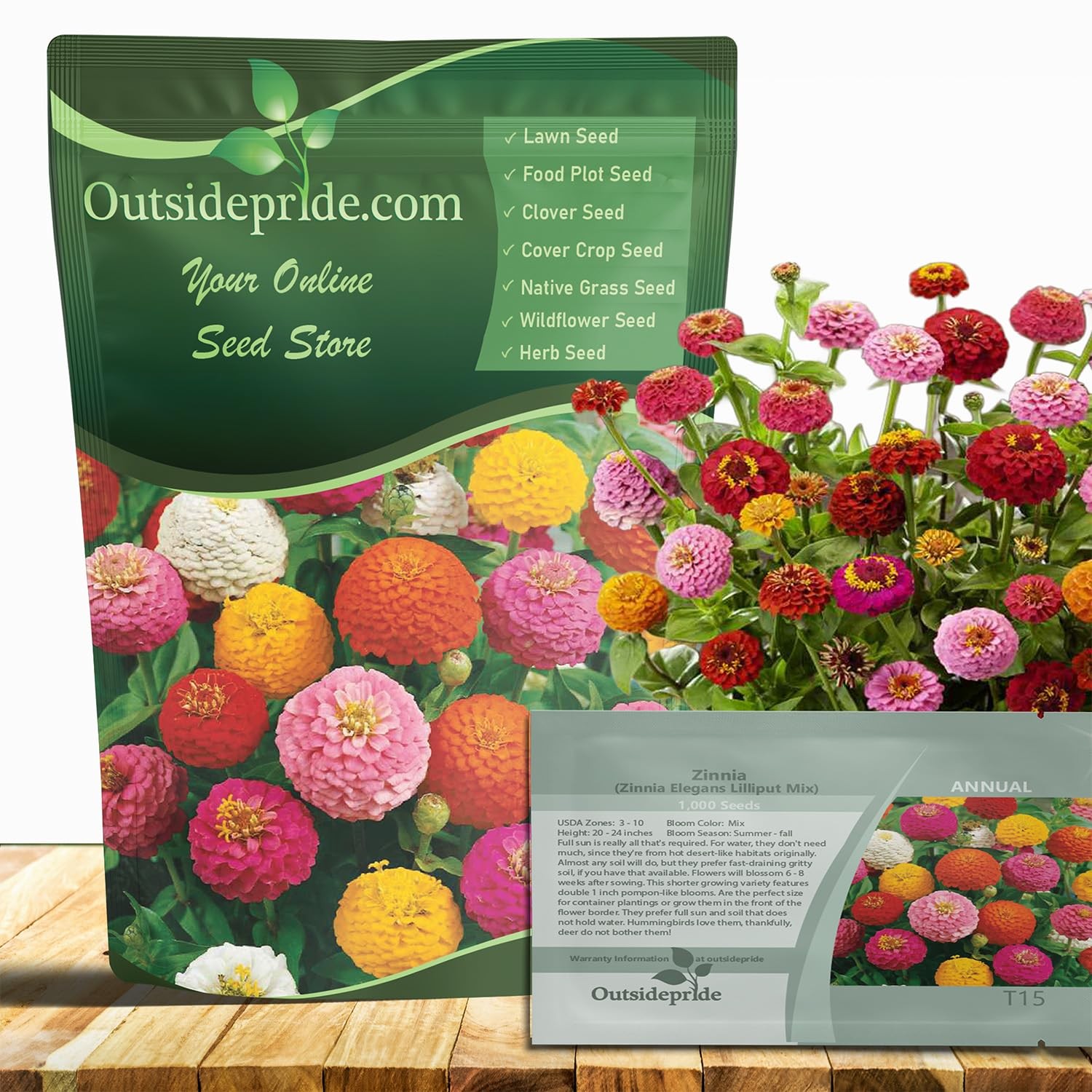 Zinnia Seeds 1000 Pcs Annual Blend of Hardy Compact Mixed Color BallShaped B…