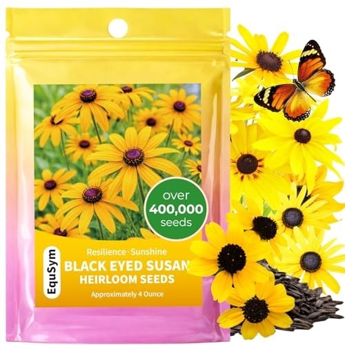 400,000+ Non-GMO Black Eyed Susan Seeds – Rudbeckia Hirta Wildflower for Garden,