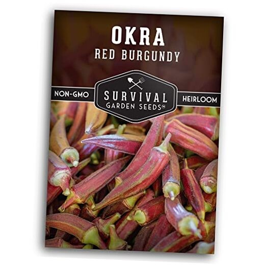 – Red Burgundy Okra Seed for Planting – Packet with Instructions to Plant & 1