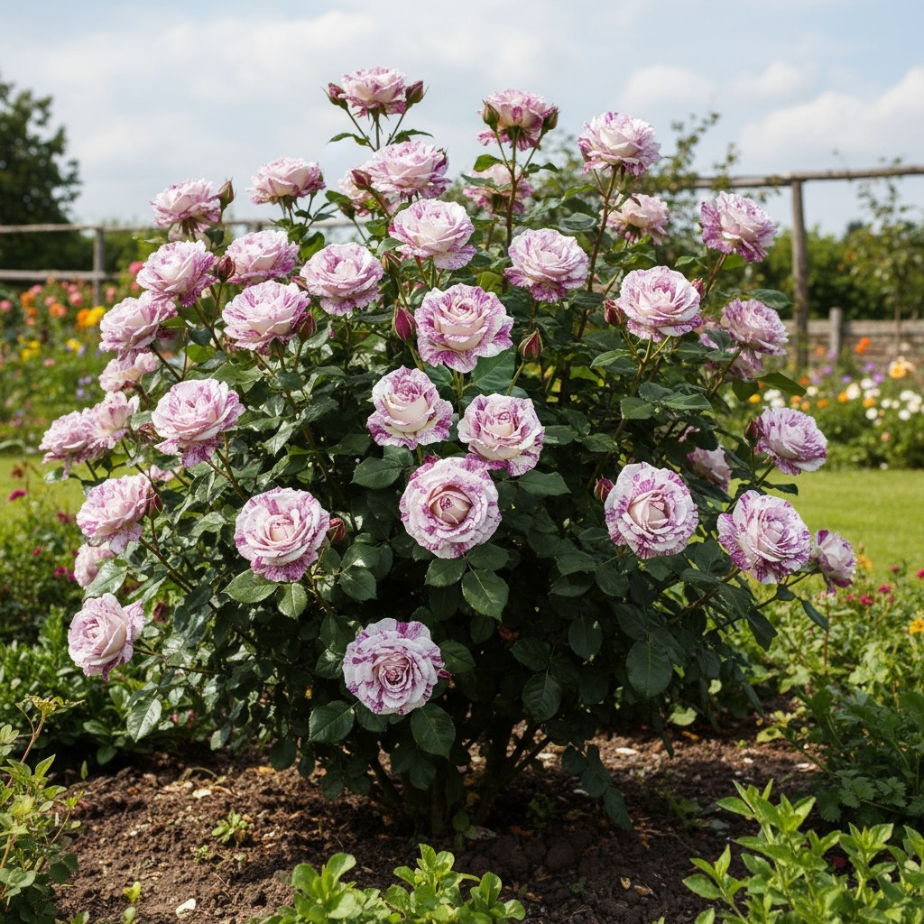 50 Purple White Rose Seeds – Unique Striped Flowers for Outdoor Planting