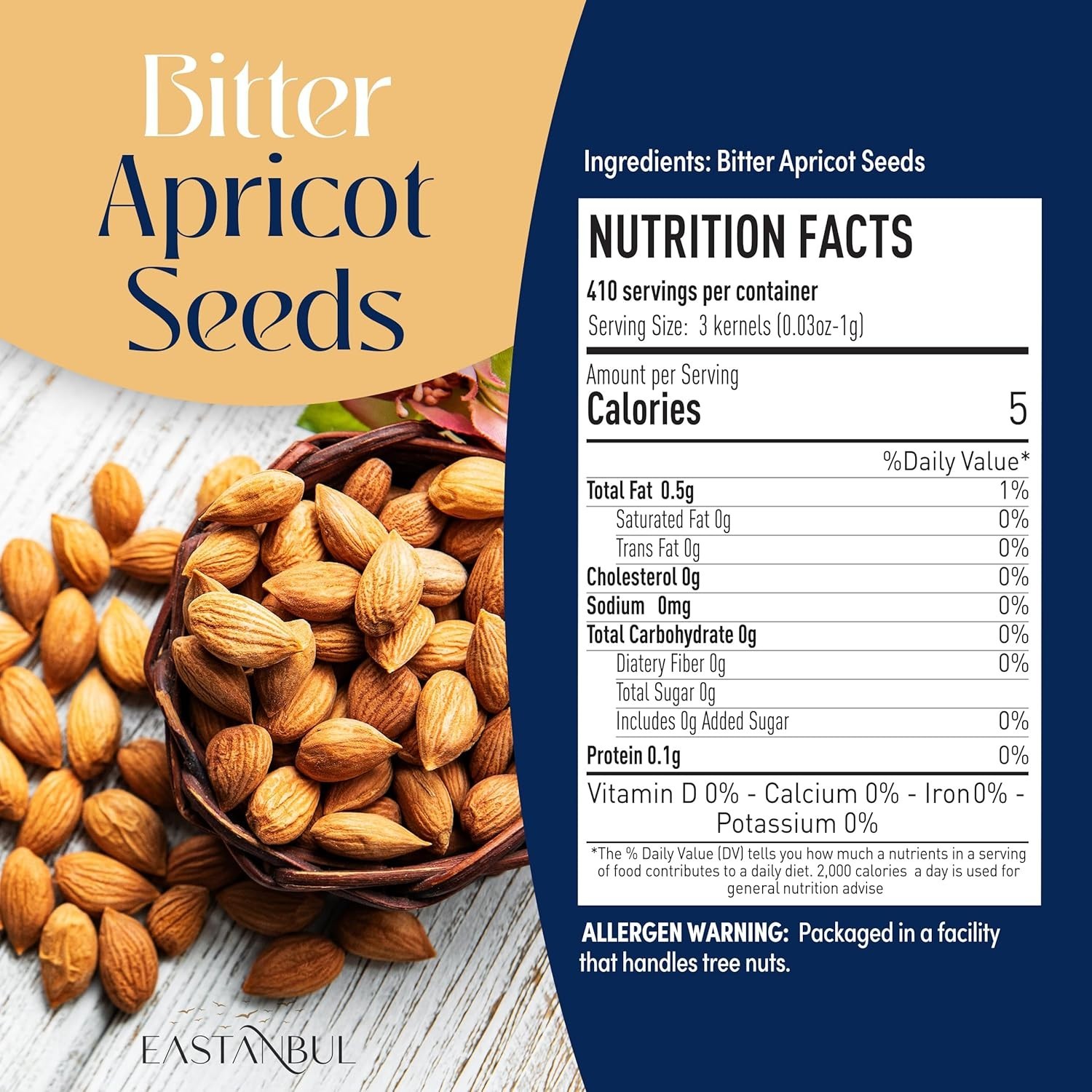 Organic Bitter Raw Apricot Kernel Seeds 14oz Gluten Free USDA 1 lb