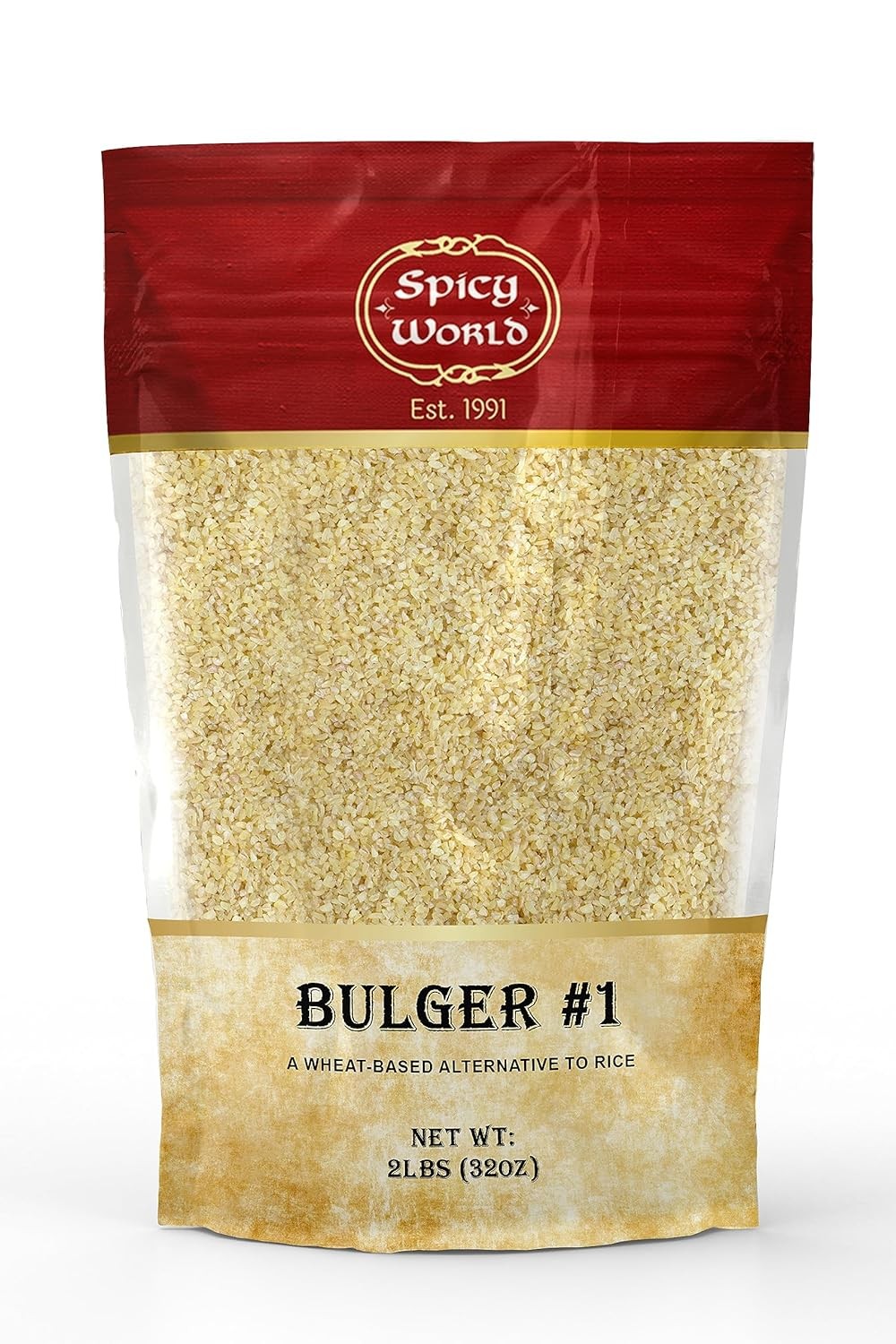 Spicy World Bulgur Cracked Wheat Fine #1, 2 LB Bag (32oz) 2 Pound (Pack of 1)