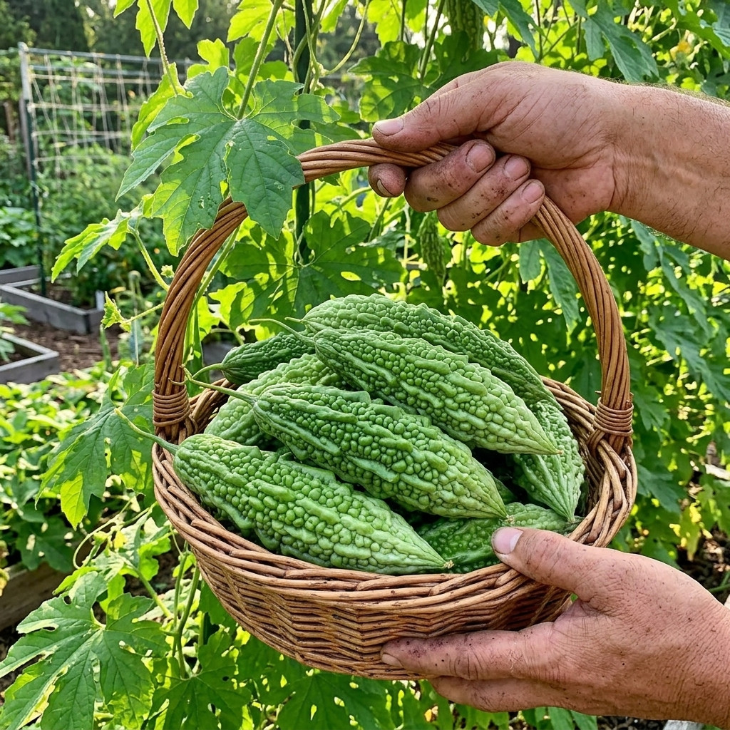 15 Green Bitter Melon Seeds – Heirloom Balsam Pear Seeds for Planting