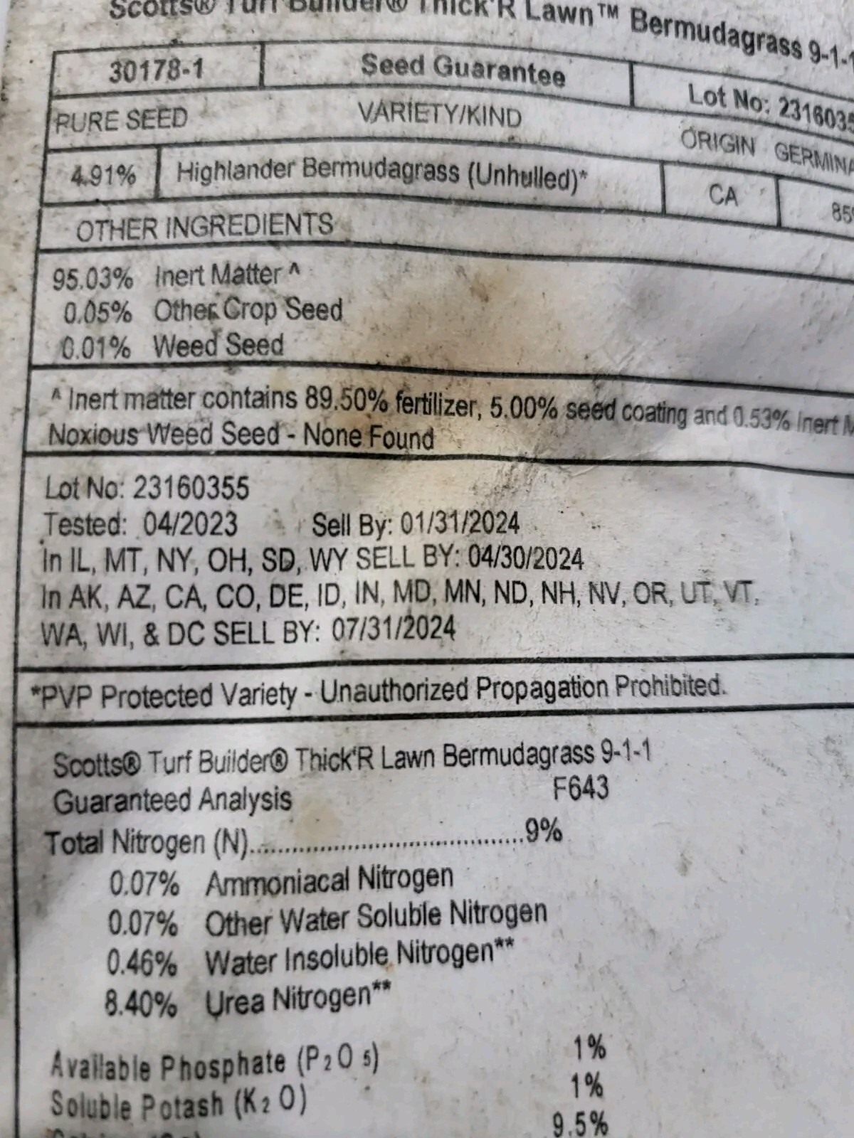 Scotts Turf Builder Thick’R Lawn Combination Bermudagrass, 40 Lbs Grass EXPIRED