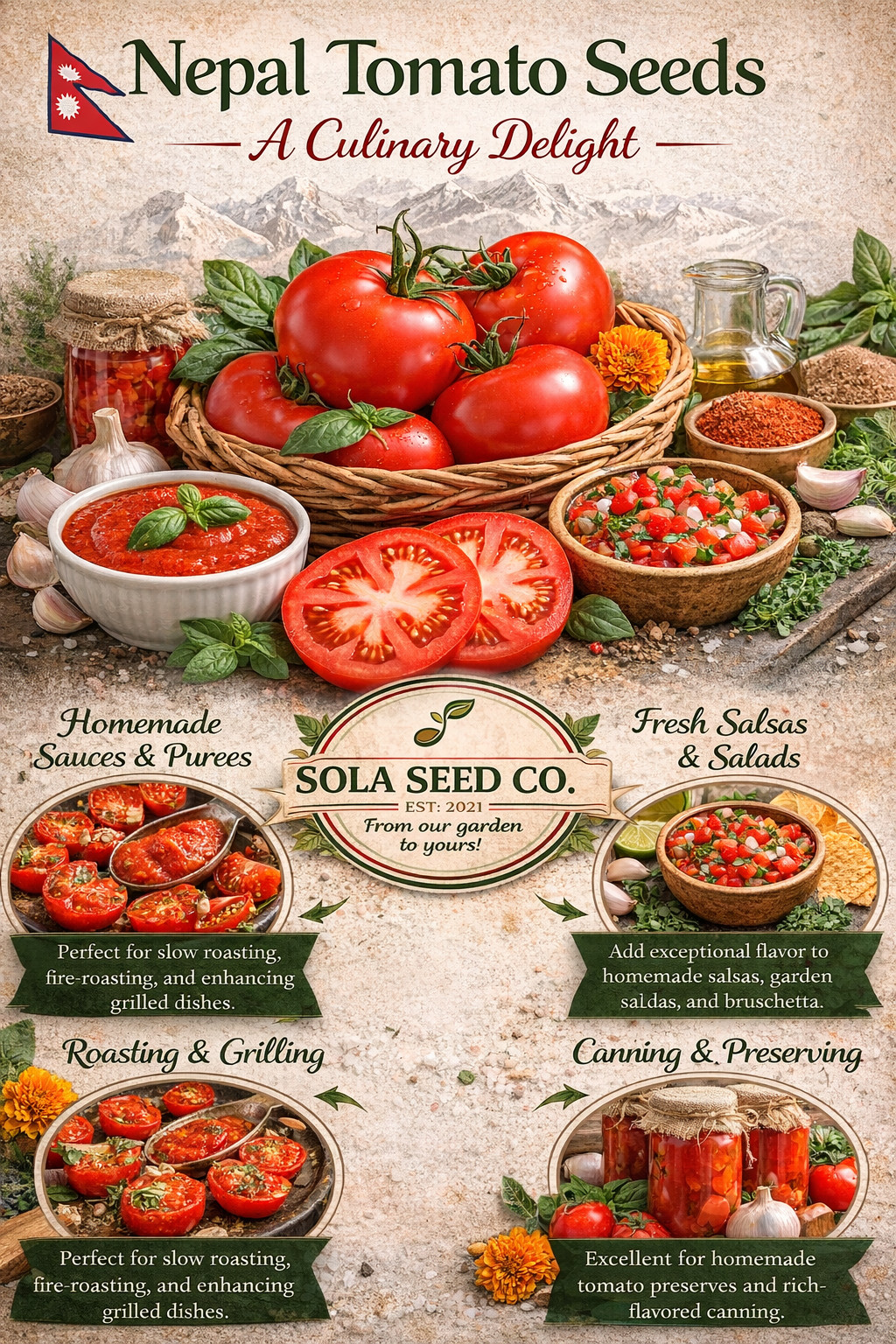 20 Organic Nepal Tomato Seeds-Rare Heirloom Sweet Rich Flavor-Non-GMO USA