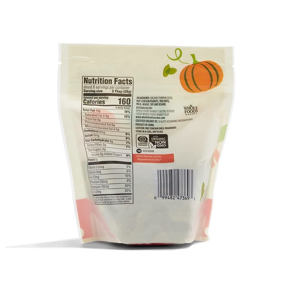 Organic Pumpkin Seeds 8 oz – Unroasted, Unsalted, Snack Delight