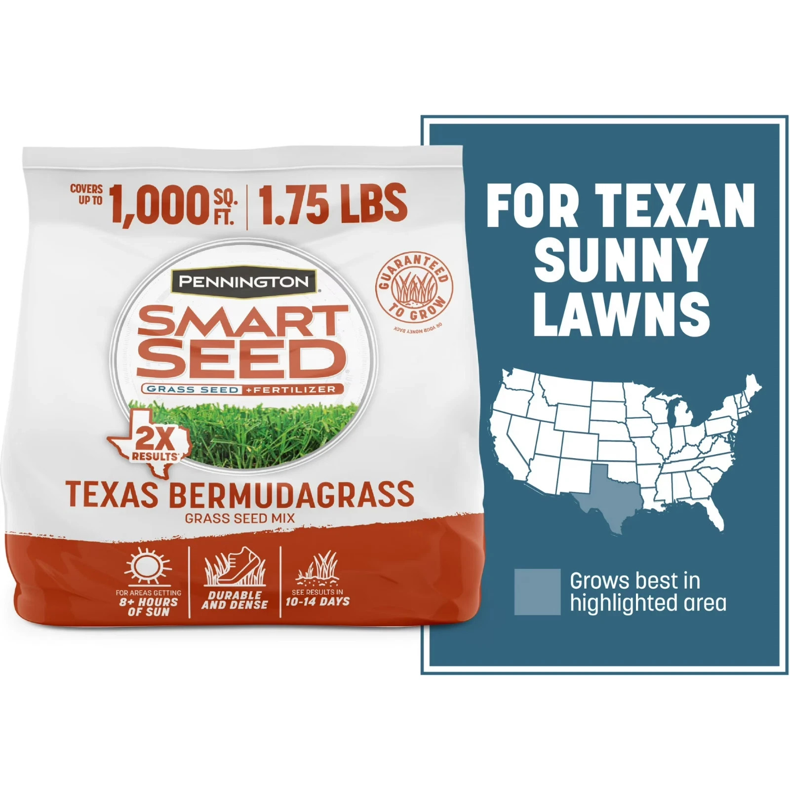 Pennington Smart Seed Texas Bermuda Grass Seed Mix, for Full Sun 1.75 Lb.