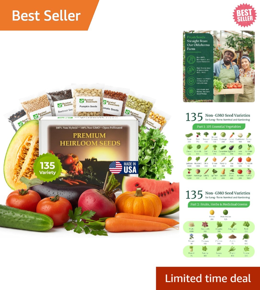 Complete Heirloom Seed Collection – 135 Varieties for All USDA Hardiness Zones