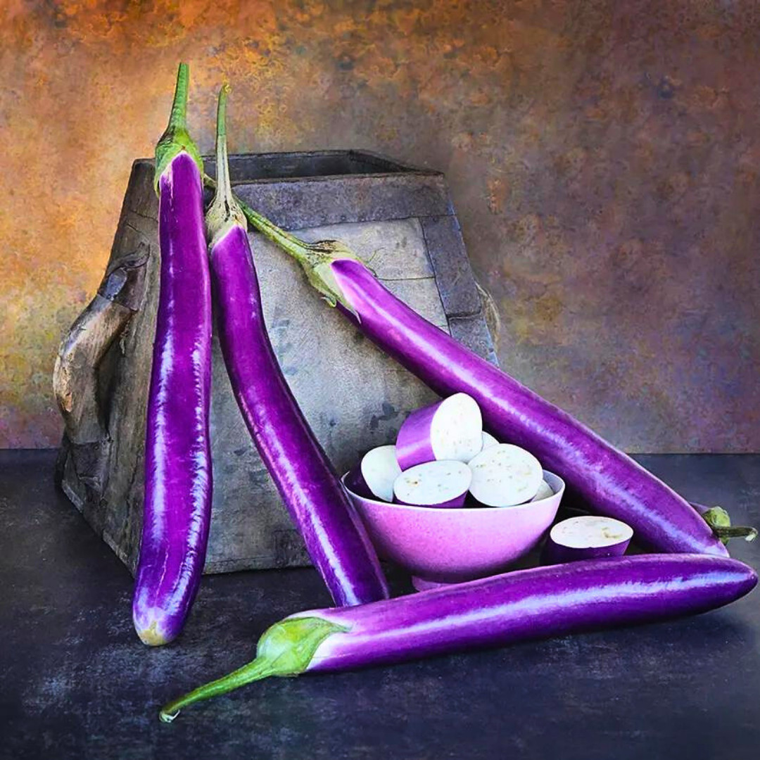 Fresh Chinese Eggplant Seeds | Ping Tung | Heirloom Non-GMO | Asian Vegetable