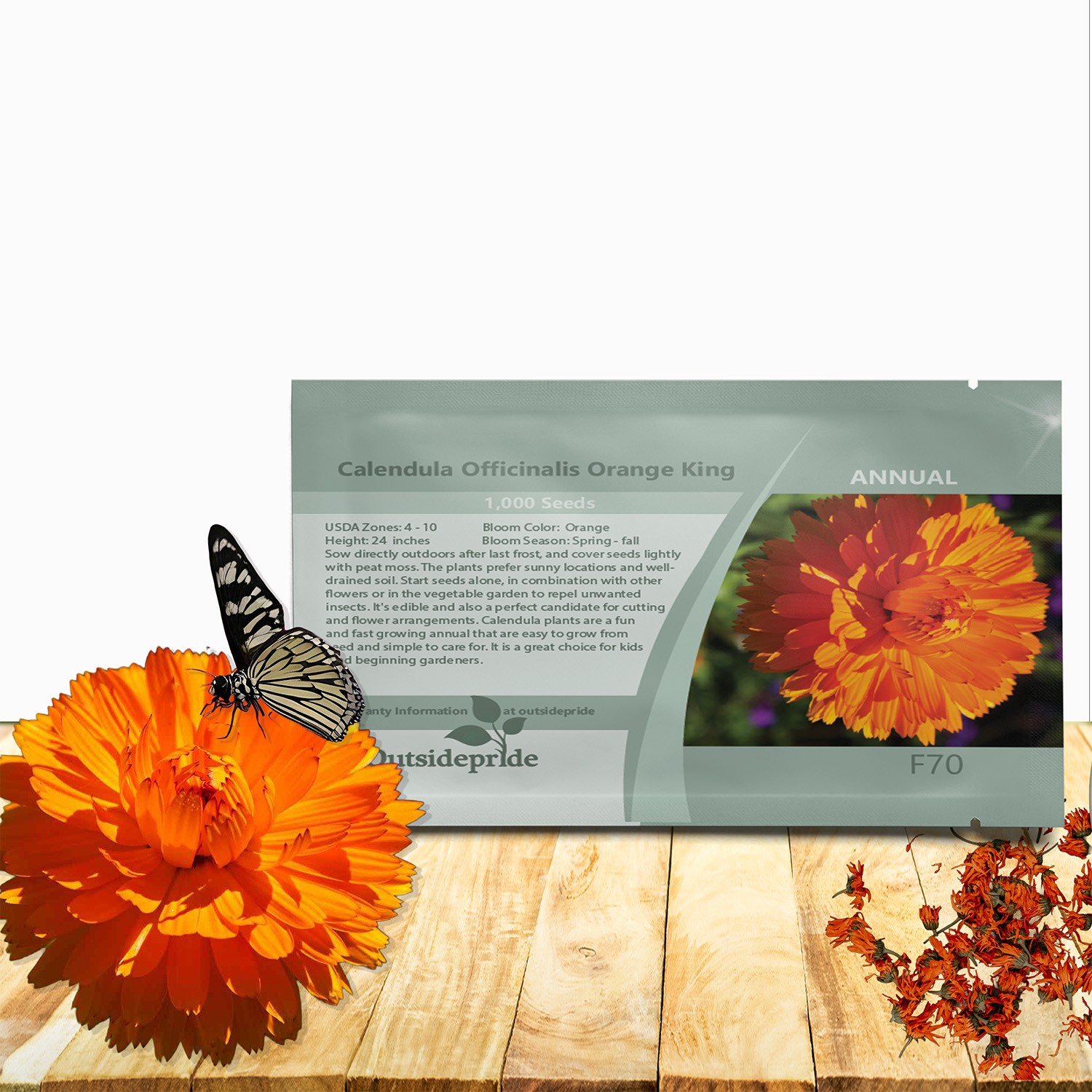 1000 Seeds Drought Tolerant Calendula Orange King Garden Flower Plant Seed