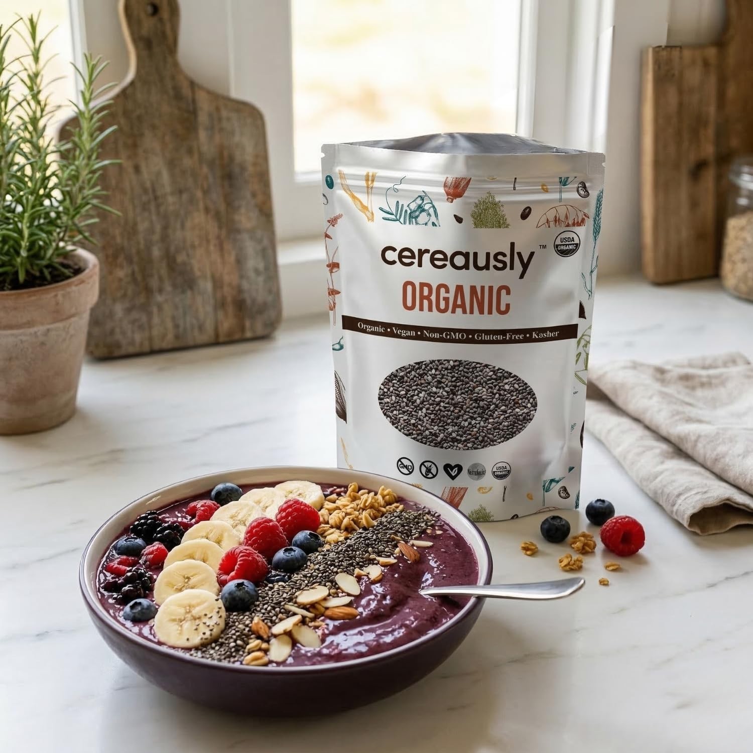 Black Chia Seeds Bulk 10 Lb Organic Non-GMO Gluten-Free Paraguay