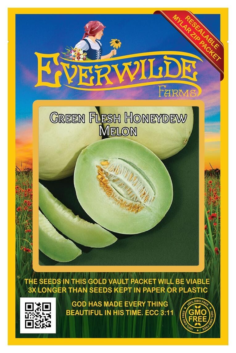 50 Green Flesh Honeydew Melon Seeds – Everwilde Farms Mylar Seed Packet