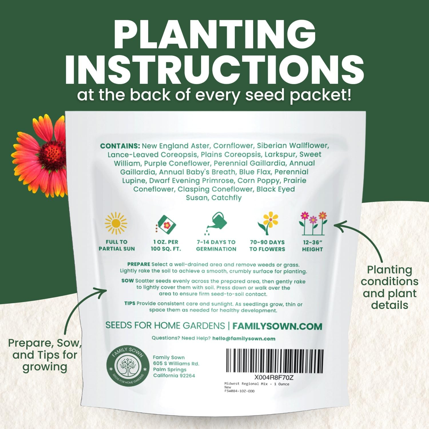 Midwest Regional Mix – 14,000 Seeds for Planting – 2026 Season – 1 Ounce Pouch