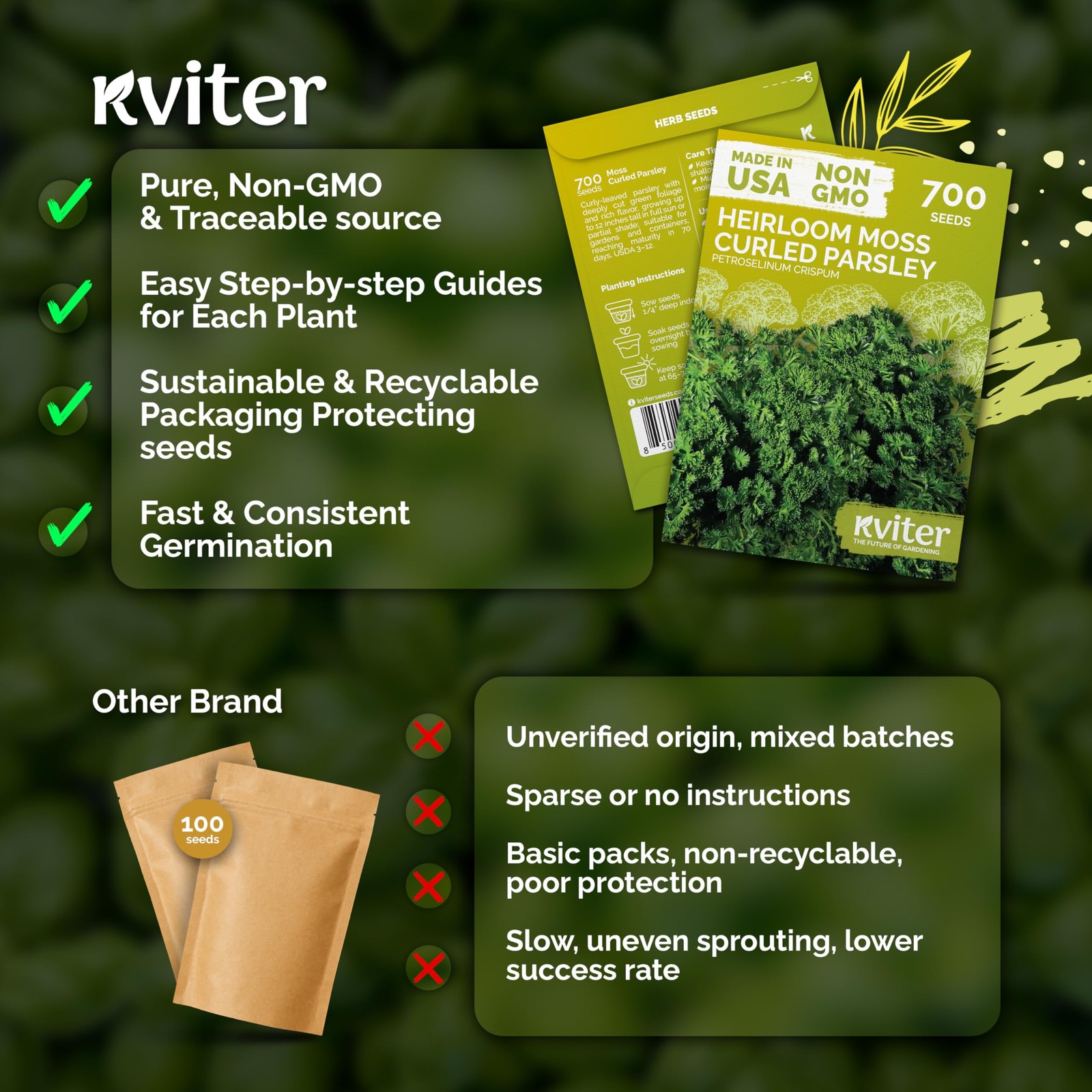 KVITER 700 Moss Curled Parsley Seeds (Petroselinum Crispum)