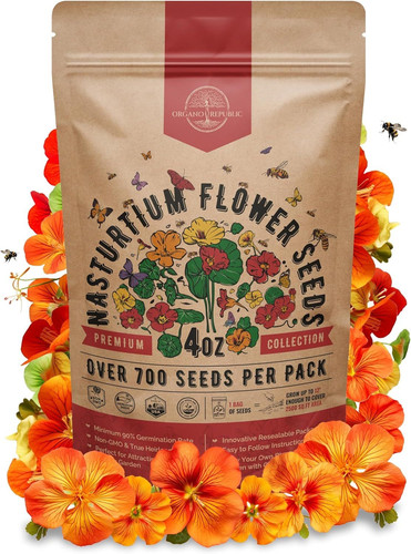 Nasturtium Seeds Pack 4 oz – Over 700 Non-GMO 4oz, Orange, Yellow, Red, Green